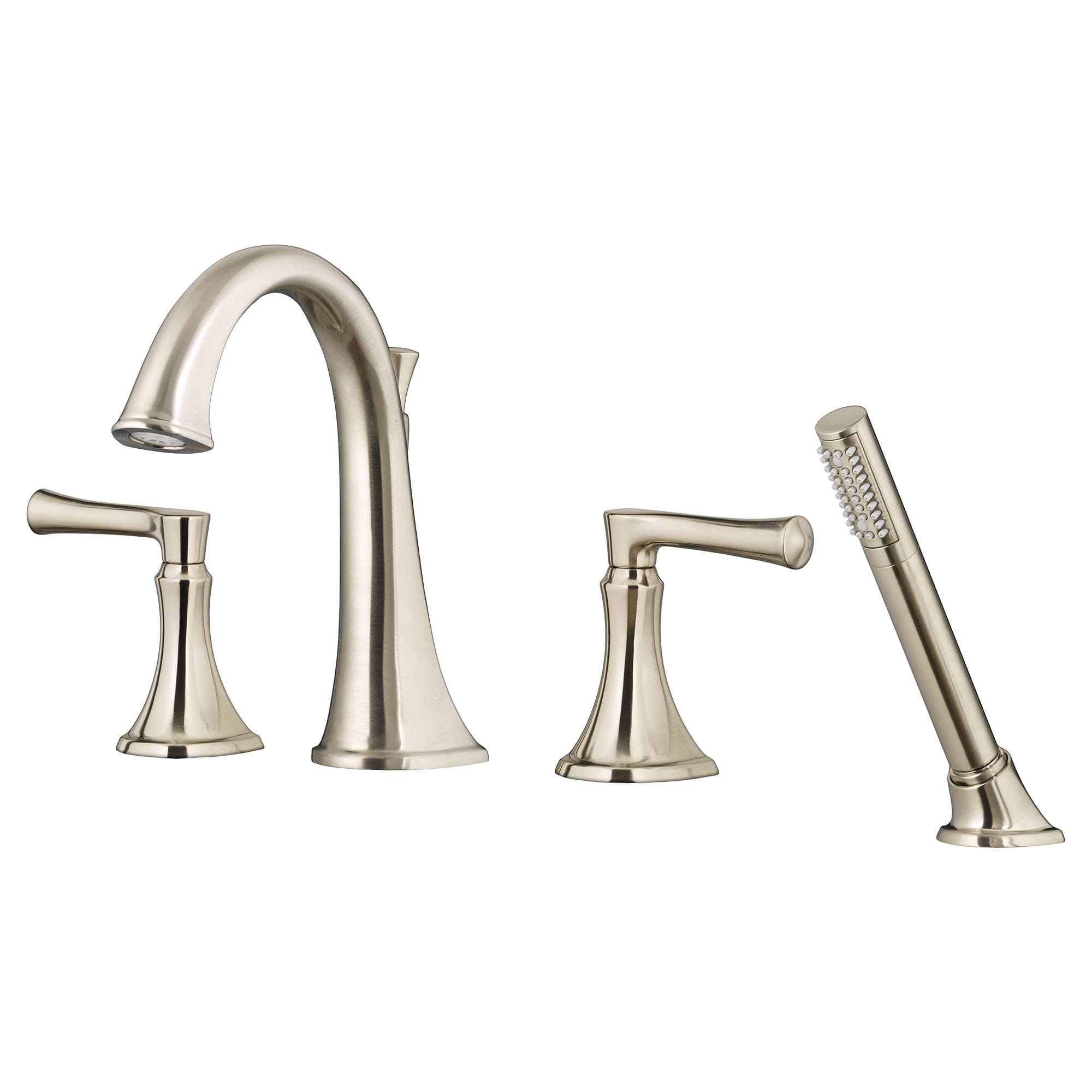 Estate Deck Mount Bathtub Faucet with Personal Shower for Flash Rough in Valve with Lever Handle   BRUSHED NICKEL